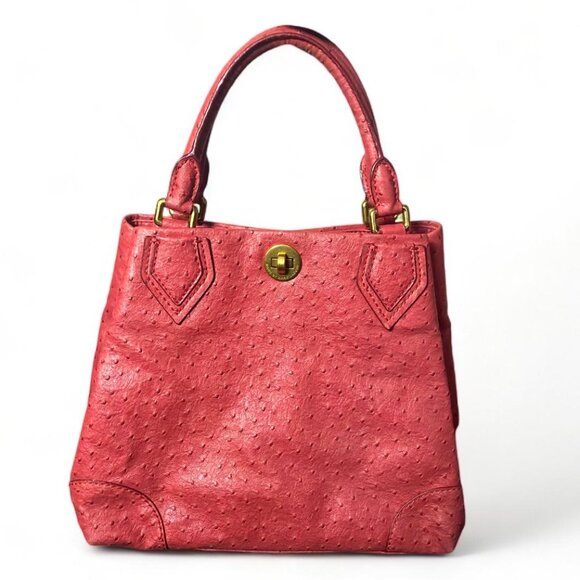 MARC BY MARC JACOBS - Ostrich embossed red leather purse handbag tote - Picture 1 of 5